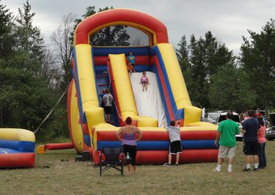 Kids having fun on the inflatable slide